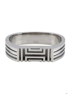 Tory Burch X Fitbit Silver Tone Metal Geometric Hinged Bangle Bracelet